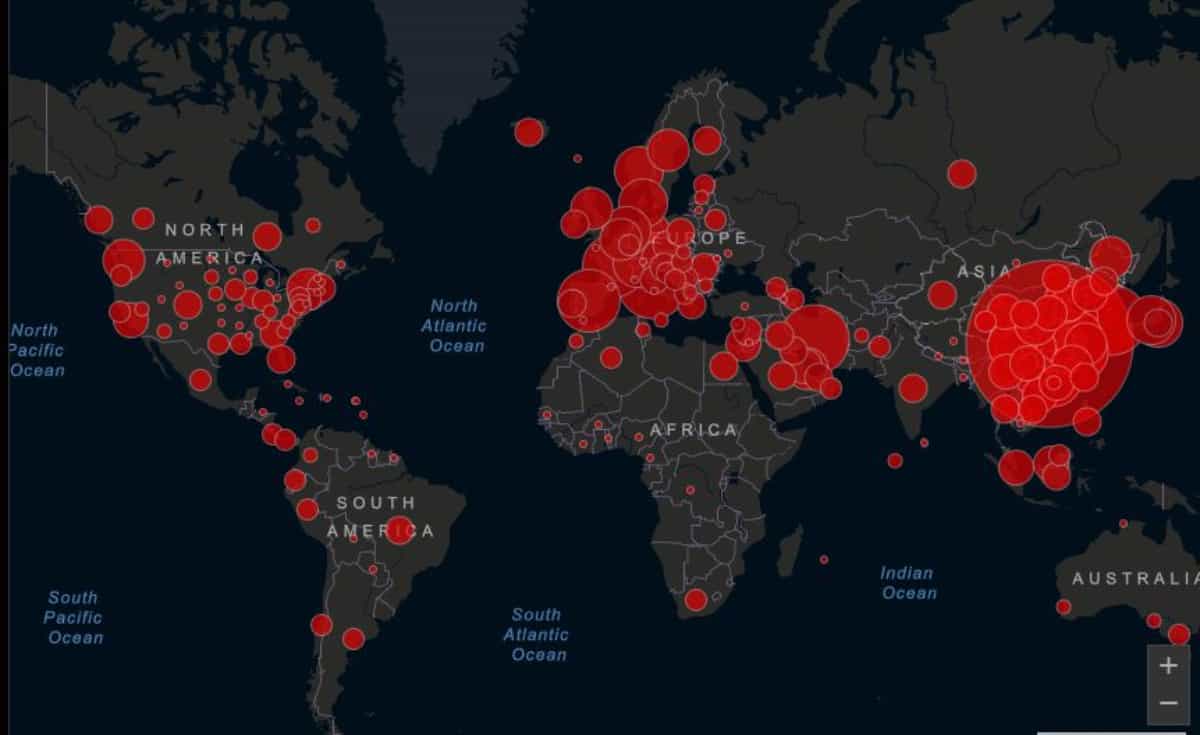 Χάρτης καταγράφει live την εξάπλωση του κορονοϊού