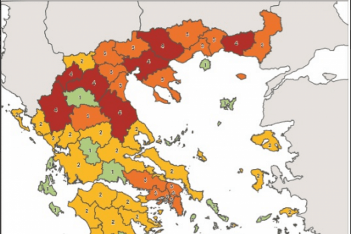 Ο νέος χάρτης της πανδημίας στην Ελλάδα, όπως διαμορφώνεται από σήμερα