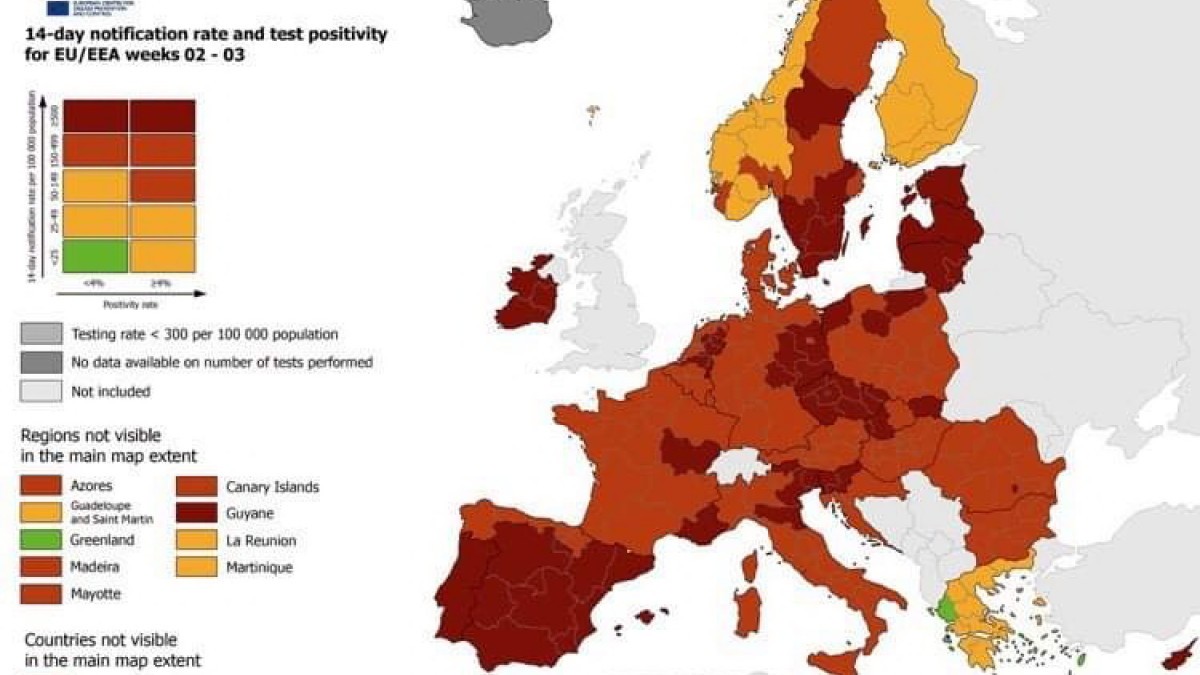 Νέο χρώμα στον υγειονομικό χάρτη του ECDC. Τι αλλάζει στις μετακινήσεις στην Ε.Ε. λόγω των μεταλλάξεων